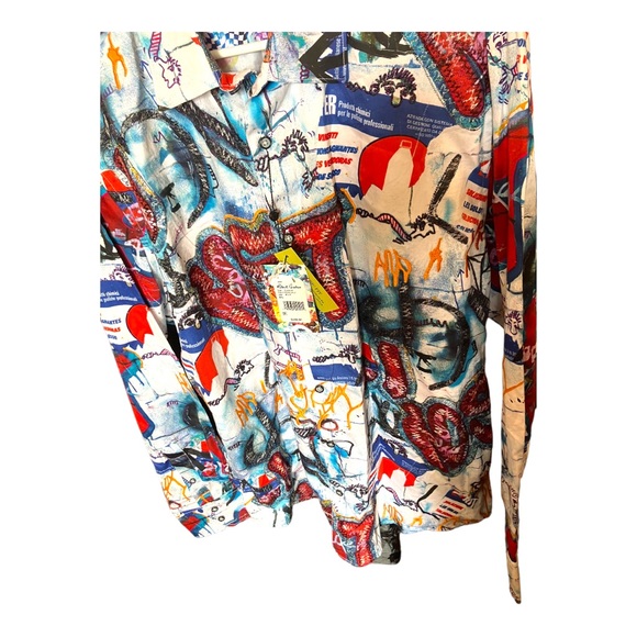 ROBERT GRAHAM Pichacao Graffiti Print Part Embroidered Sports Shirt LS 2x - Picture 11 of 16